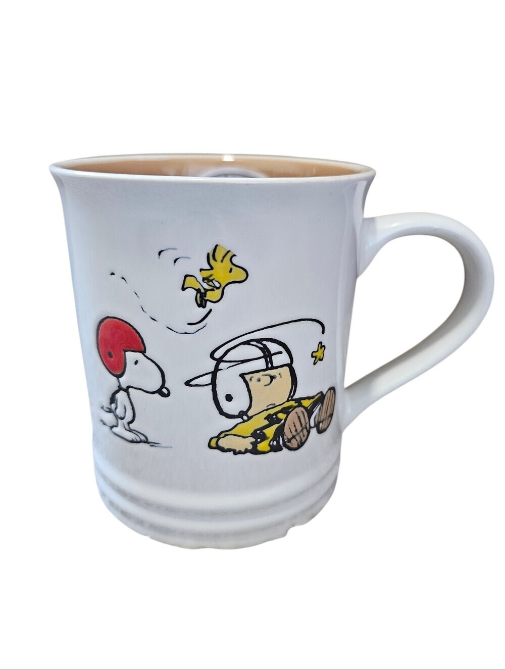 Peanuts Snoopy & Woodstock White Ceramic Football Mug, New